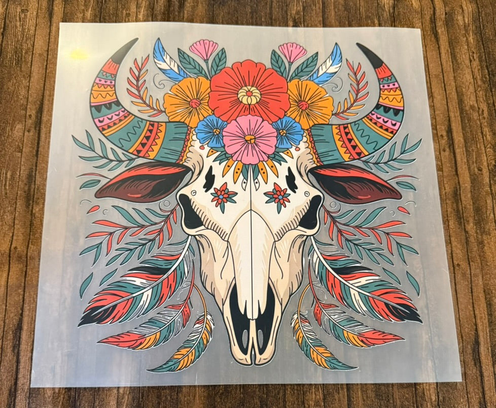 Bull Head Feathers and Floral