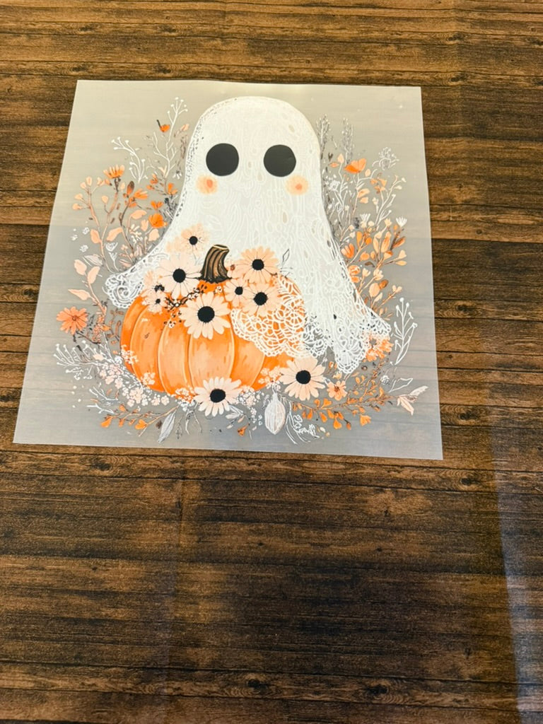 Lace Ghost With Pumpkin