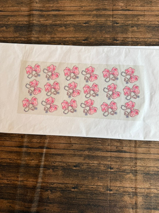 Pink Floral Stethoscope Bows
