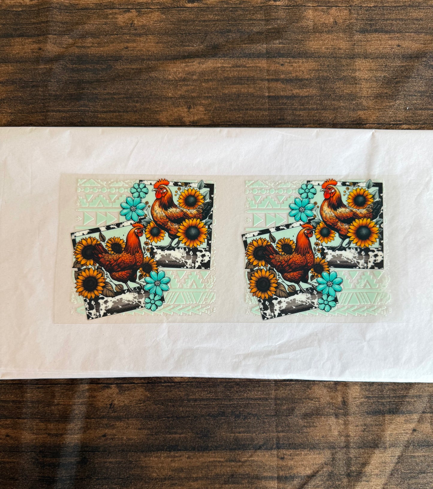 Aztec Cow Print Chickens
