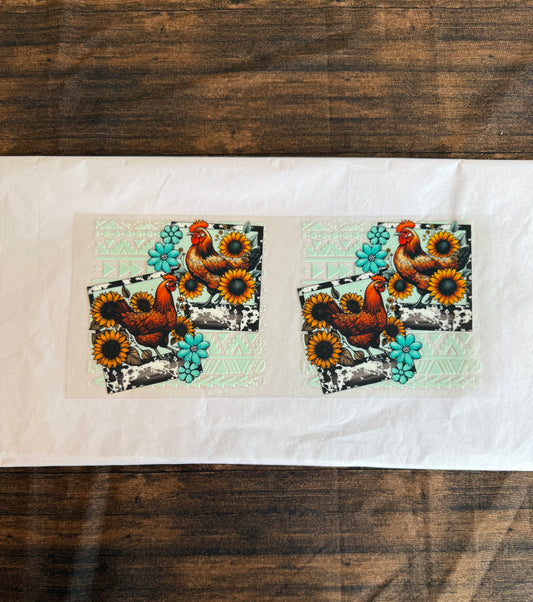 Aztec Cow Print Chickens