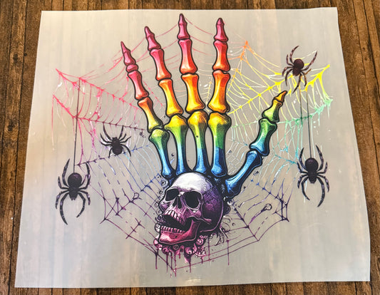 Rainbow Skeleton Hand Spiderweb