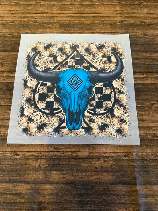 Spade Blue Cow Skull
