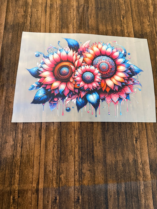 Pink, Blue, Orange Flowers