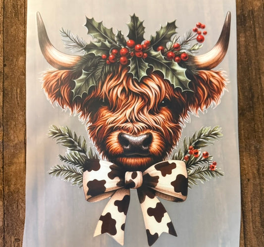 Christmas Highland Cow Bow