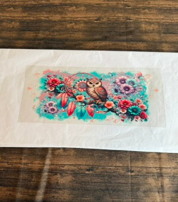 Teal Floral Owl