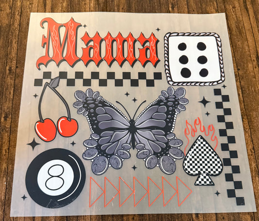 Mama, dice, butterfly, 8 Ball