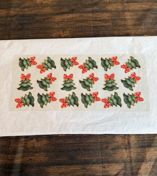 Green Christmas Trees With Red Bows