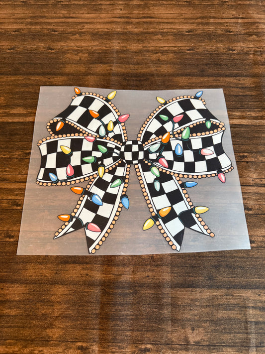 Christmas Checkered Bow With Lights